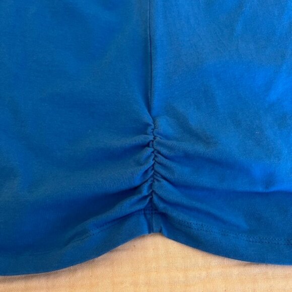 Blue Organic cotton Gathered short sleeve top - Picture 3 of 6